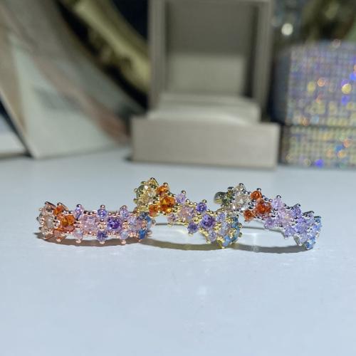 Ensemble d'anneau de laiton, Placage, trois pièces & styles différents pour le choix & pavé de micro zircon & pour femme Vendu par fixé