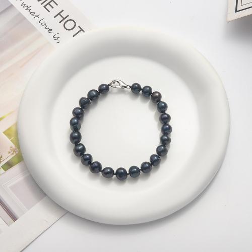 Bracelets de perles, perle d'eau douce cultivée, pour femme, noire cm, Vendu par PC[