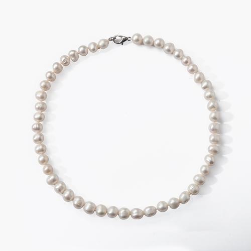 Collar de Perlas Natural de Freshwater, Perlas cultivadas de agua dulce, para mujer, longitud:43 cm, Vendido por UD