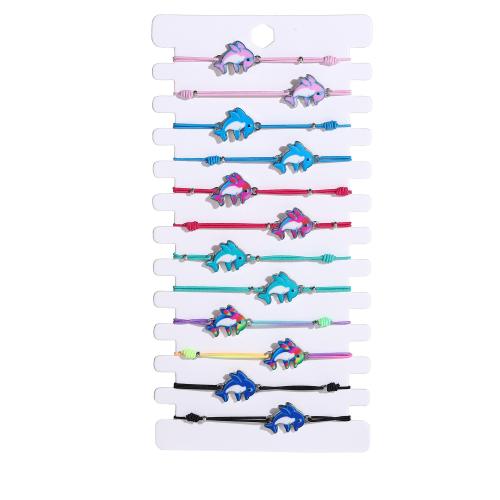 Moda pulseras de la aleación de Zinc, con Banda de goma, hecho a mano, 12 piezas & diferentes estilos para la opción & para mujer, color mixto, longitud:16-23 cm, Vendido por Set[