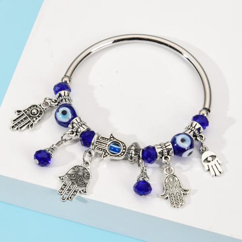 Böses Auge Murano Armbänder, Zinklegierung, mit Kristall & Lampwork, handgemacht, Modeschmuck & verschiedene Stile für Wahl & für Frau, verkauft von PC[