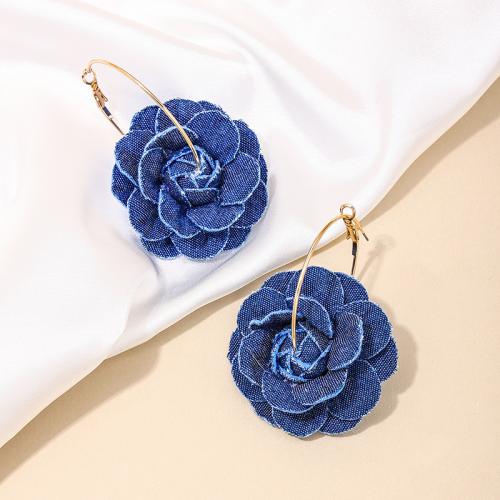 Fashion Create Jewelry Earring, Zinc Alloy, with Cloth, Rose, plated, for woman, blue 