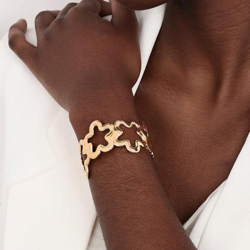 Zinc Alloy Cuff Bangle, petals, plated, for woman, gold 