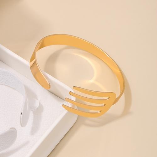 Zinc Alloy Cuff Bangle, Fork, plated, for woman, gold 