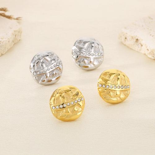 Arito de imitación de diamante de acero inoxidable, acero inoxidable 304, Recubrimiento iónico al vacío, para mujer & con diamantes de imitación, más colores para la opción, Vendido por Par[