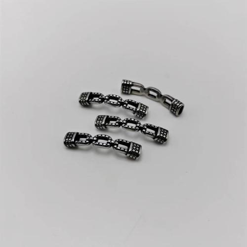 Edelstahl Lederschnur Verschluss, 304 Edelstahl, poliert, DIY, 8x3mm, verkauft von PC[