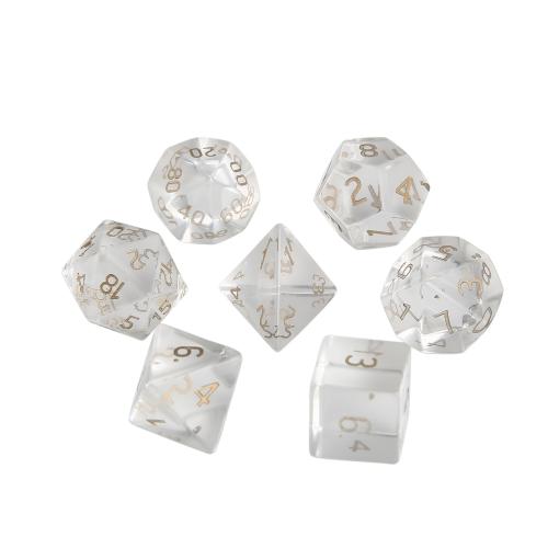 Dés pour jeux, cristal, Motif géométrique, gravé, styles différents pour le choix, Cristal pâle, Vendu par PC