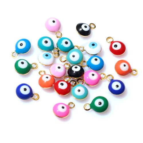 Fashion Evil Eye Pendant, 304 Stainless Steel, Vacuum Ion Plating, DIY & evil eye pattern & enamel Approx [