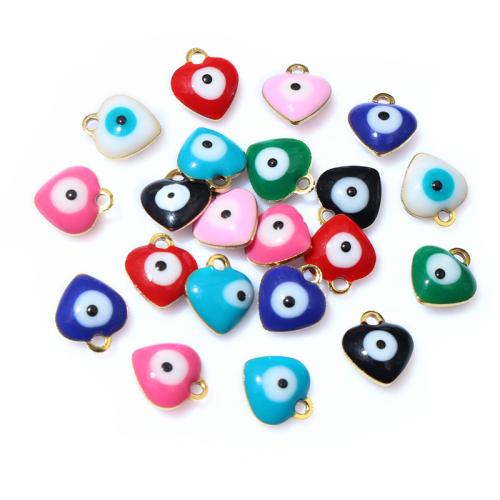 Mode-Evil Eye-Anhänger, 304 Edelstahl, Herz, Vakuum-Ionen-Beschichtung, DIY & böser Blick- Muster & Emaille, keine, 9x8mm, ca. 100PCs/Tasche, verkauft von Tasche[