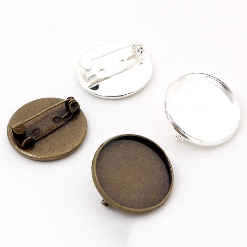 Zinc Alloy Brooch Finding, Flat Round, plated, DIY inside mm, Approx [