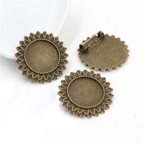 Zinc Alloy Brooch Finding, Flower, plated, DIY inside mm, Approx [