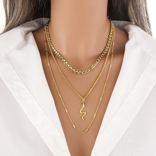 Collier de mode Multi couche, laiton, Placage de couleur d'or, trois couches & styles différents pour le choix & pavé de micro zircon & pour femme, plus de couleurs à choisir, protéger l'environnement, sans nickel, plomb et cadmium, Vendu par PC