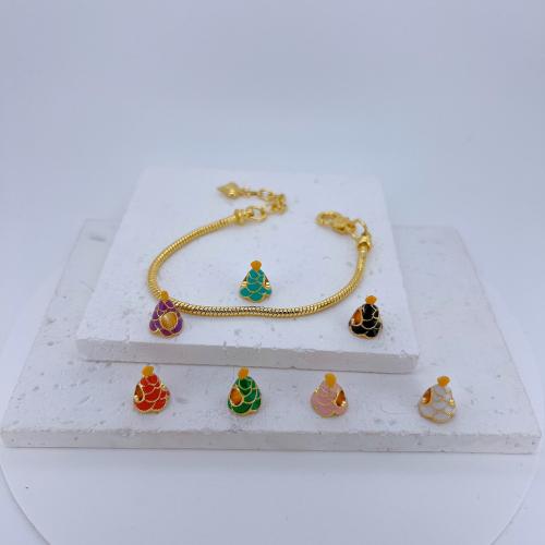 Émail perles en laiton, arbre de noël, Placage de couleur d'or, Conception de Noël & pour femme & émail, plus de couleurs à choisir Vendu par PC