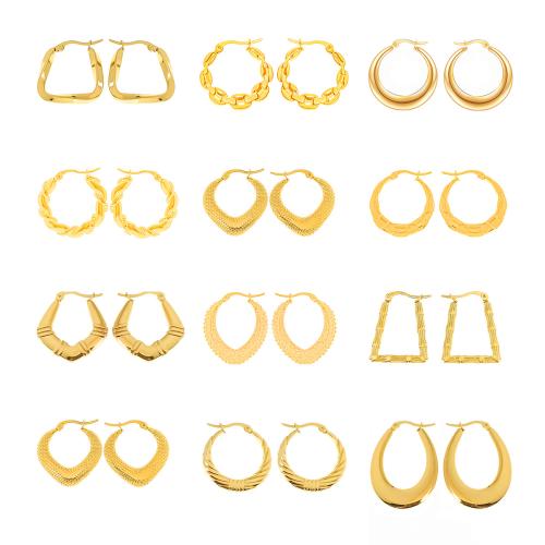 Boucle d'oreille en acier inoxydable Dangle, Acier inoxydable 304, Plaqué or 18K, bijoux de mode & styles différents pour le choix & pour femme, Vendu par paire