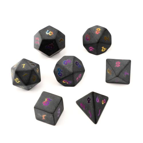 Dés pour jeux, Obsidienne, Motif géométrique, styles différents pour le choix, Vendu par PC