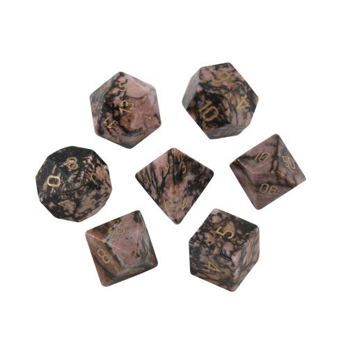 Dés pour jeux, rhodonite, Motif géométrique, gravé, styles différents pour le choix, Vendu par PC