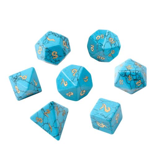 Dés pour jeux, turquoise synthétique, Motif géométrique, styles différents pour le choix, Vendu par PC