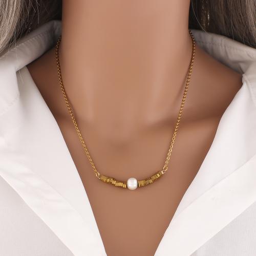 Collar de Perlas Natural de Freshwater, acero inoxidable 304, con Perlas cultivadas de agua dulce, chapado, para mujer, más colores para la opción, libre de níquel, plomo & cadmio, longitud:42 cm, Vendido por UD