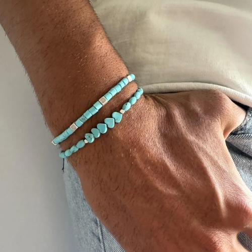 Wood Bracelets, turquoise, 2 pieces & Unisex, green 