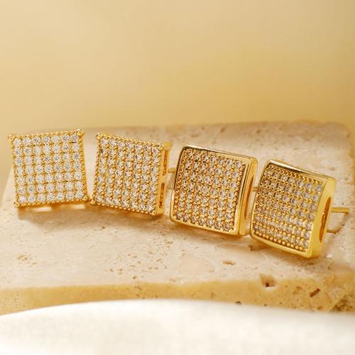 Cubic Zirconia Pendiente Brass Micro Pave, metal, chapado, diferentes estilos para la opción & micro arcilla de zirconia cúbica & para mujer, dorado, Vendido por Par