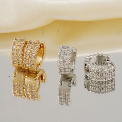 Cubic Zirconia Pendiente Brass Micro Pave, metal, chapado, Joyería & micro arcilla de zirconia cúbica & para mujer, más colores para la opción, Vendido por Par