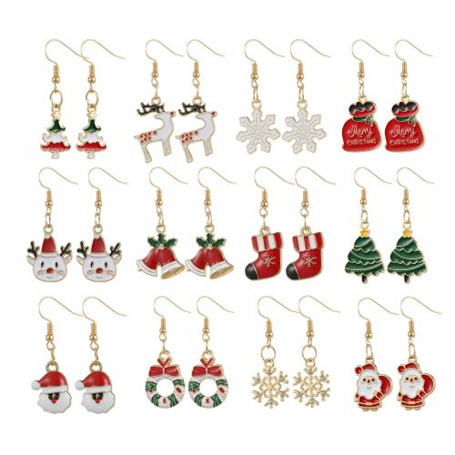 Pendientes de Navidad, aleación de zinc, chapado, Diseño de Navidad & diferentes estilos para la opción & para mujer & esmalte, Vendido por Par