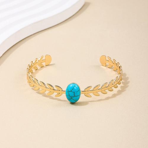 Zinc Alloy Cuff Bangle, with Synthetic Turquoise, plated, for woman 