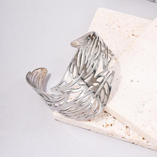 Zinc Alloy Cuff Bangle, Leaf, plated, for woman 