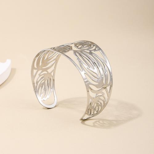 Zinc Alloy Cuff Bangle, Leaf, plated, for woman 