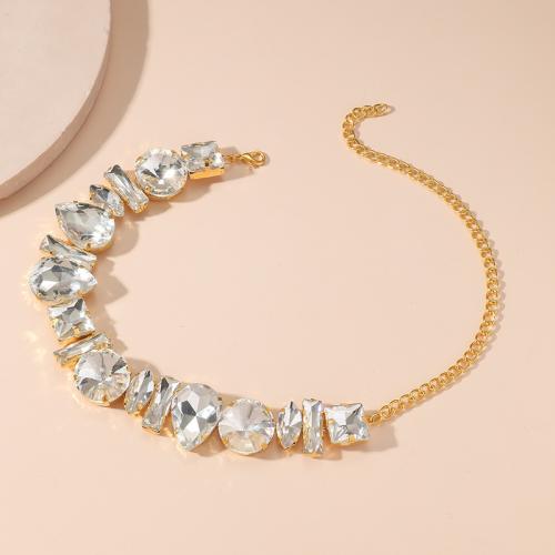 Rhinestone Brass Necklace, with 14.5cm extender chain, plated, for woman & with rhinestone Approx 25 cm 