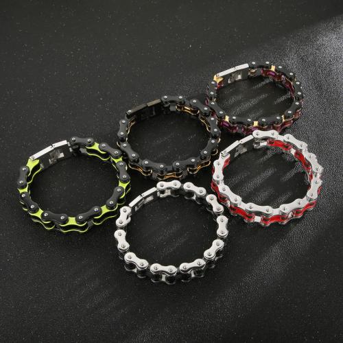 Bracelet chaîne en acier inoxydable Bike, Acier inoxydable 304, Placage ionique sous vide, normes différentes pour le choix & pour homme, plus de couleurs à choisir, Vendu par PC