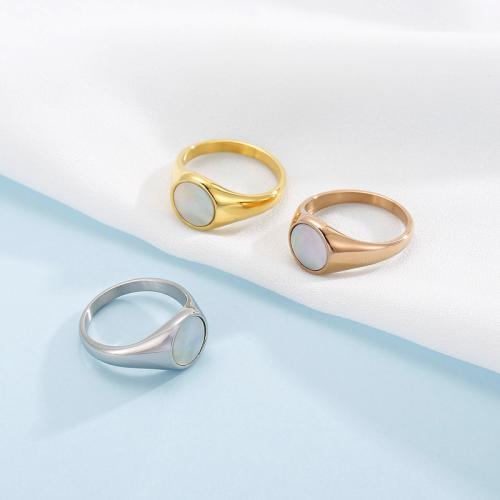 Anillos de Acero Inoxidable, acero inoxidable 304, con Nácar, Recubrimiento iónico al vacío, diverso tamaño para la opción & para mujer, más colores para la opción, Vendido por UD