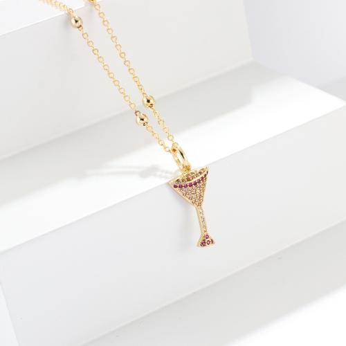 Collier en laiton cubique Zircon Micro Pave, Placage ionique sous vide, pavé de micro zircon & pour femme, Vendu par PC