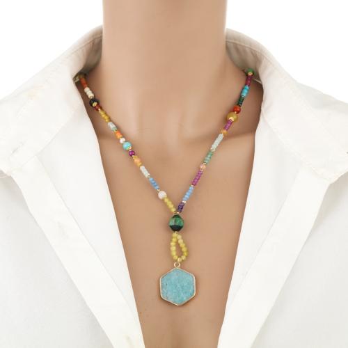 Collar de Acero Inoxidable, acero inoxidable 304, con Piedra preciosa sintética, Recubrimiento iónico al vacío, para mujer, más colores para la opción, longitud:41-50 cm, Vendido por UD