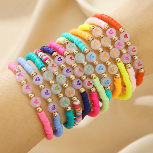 Bracelets d'argile polymère, argile de polymère, avec plastique, styles différents pour le choix & pour femme & lumineux, plus de couleurs à choisir, Vendu par fixé