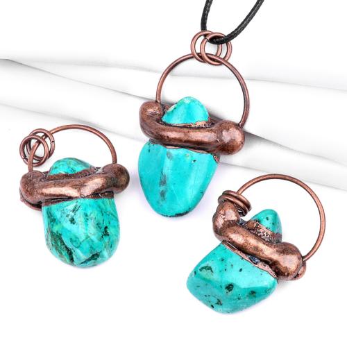 Collier Bijoux en turquoise, turquoise naturelle, avec Corée-Corée & fer, bijoux de mode, couleurs mélangées, Vendu par PC