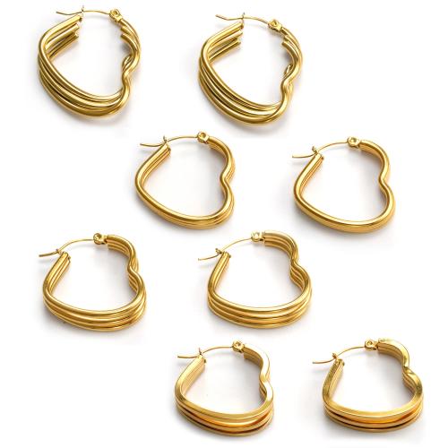 Stainless Steel Leverback Earring, 304 Stainless Steel, Heart, 18K gold plated, fashion jewelry & for woman 