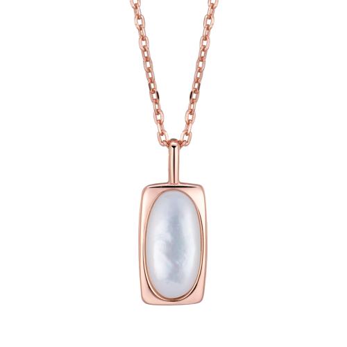 Sterling Silver Jewelry Necklace, 925 Sterling Silver, with Shell, for woman, rose gold color 