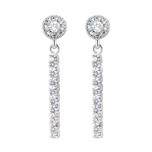 Silver Earring Zircon pavent Sterling, argent sterling 925, pavé de micro zircon & pour femme, argent Vendu par paire