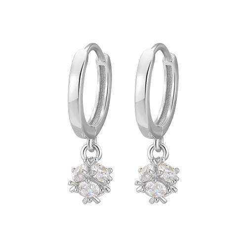 Silver Earring Zircon pavent Sterling, argent sterling 925, pavé de micro zircon & pour femme, plus de couleurs à choisir, 17.4mm, Vendu par paire