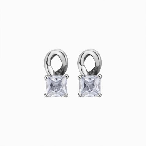 Silver Earring Zircon pavent Sterling, argent sterling 925, pavé de micro zircon & pour femme, plus de couleurs à choisir Vendu par paire