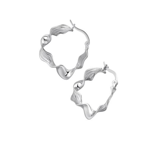 Boucle d'oreille Hoop argent Sterling Mens, argent sterling 925, pour femme, couleur platine Vendu par paire