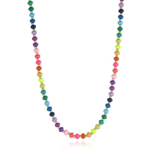 Collier en laiton fait à la main, avec 8cm chaînes de rallonge, vernis au four, styles différents pour le choix & pour femme, multicolore Environ 40 cm, Vendu par PC