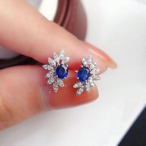 Cubic Zirconia Pendiente Brass Micro Pave, metal, micro arcilla de zirconia cúbica & para mujer, azul, Vendido por Par