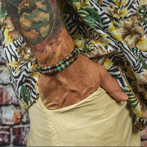 Wood Bracelets, with turquoise, handmade & for man 