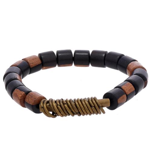 Wood Bracelets, with Brass & Iron, Vacuum Ion Plating, Unisex 