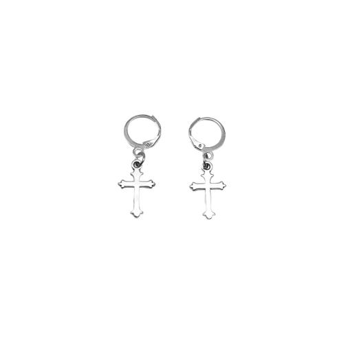 Zinc Alloy Drop Earring, Cross, Vacuum Ion Plating, for woman 