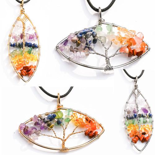 Gemstone Pendantifs en laiton, pierre gemme, avec laiton & fer, Placage, DIY & normes différentes pour le choix, plus de couleurs à choisir, Vendu par PC