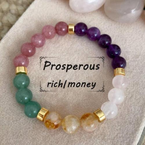 Quartz Bracelets, Rose Quartz, with Amethyst & Citrine, for woman, mixed colors cm [