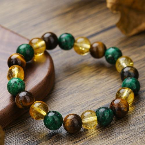 Gemstone Bracelets, African Turquoise, with Tiger Eye, Unisex, mixed colors cm 